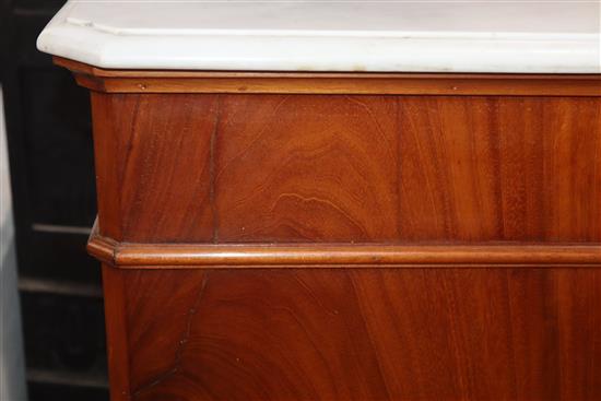 A pair of 19th century French mahogany marble top bedside cabinets W.45cm